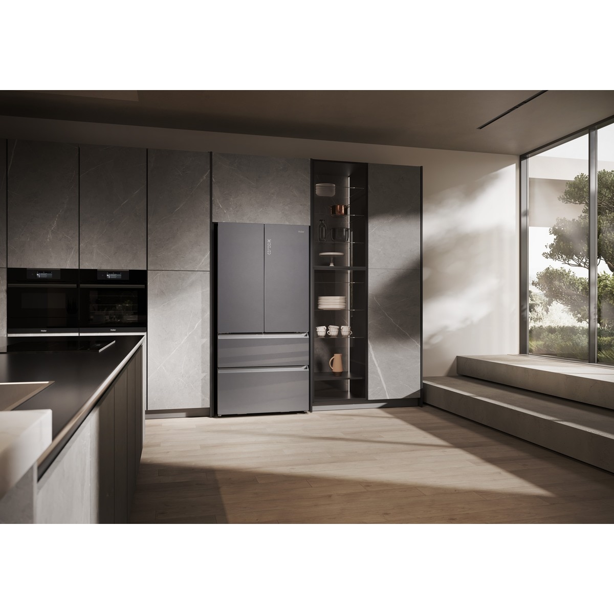 Frigorífico americano Haier, Total no Frost, Motor Inverter,FD 90 Series 7 - HFR79F19EFGK Glass Inox Look-17