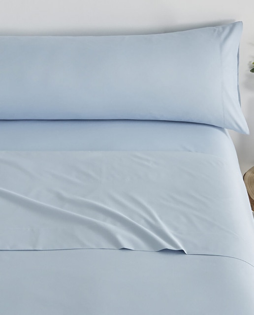 Imagen 0 de Juego de sábanas liso tacto extrasuave celeste