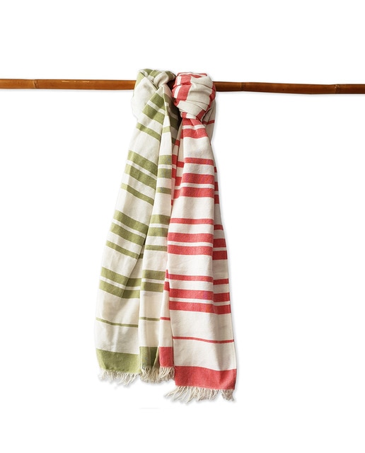 Imagen 0 de Toalla playa fouta 160 x 180  pistacho/rojo (pack 2 uds)