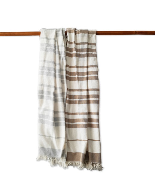Imagen 0 de Toalla playa fouta 100 x 180 beige/gris (pack 2 uds)