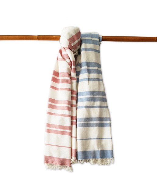 Imagen 0 de Toalla playa fouta 100 x 180 rosa/celeste (pack 2 uds)