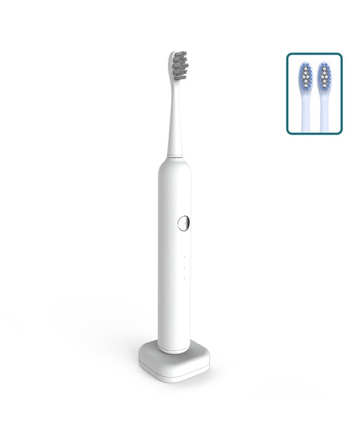 Imagen 0 de Cepillo de dientes eléctrico con batería recargable y 3 cabezales. Carga inalámbrica inductiva. 21x2,5x2,5 Cm. Color: Blanco