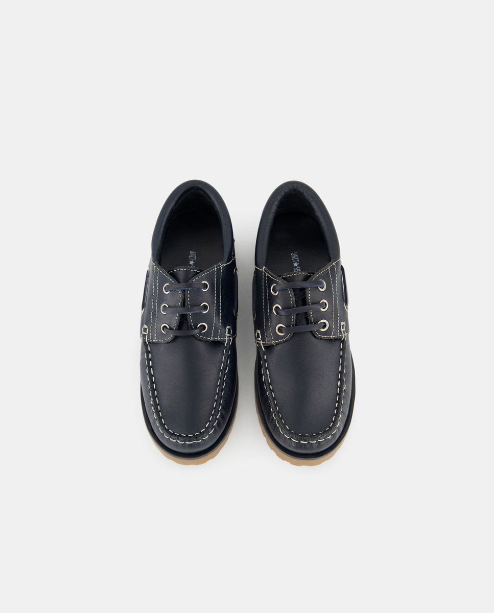 Náutico de piel con cordones 31-41 Azul marino-4