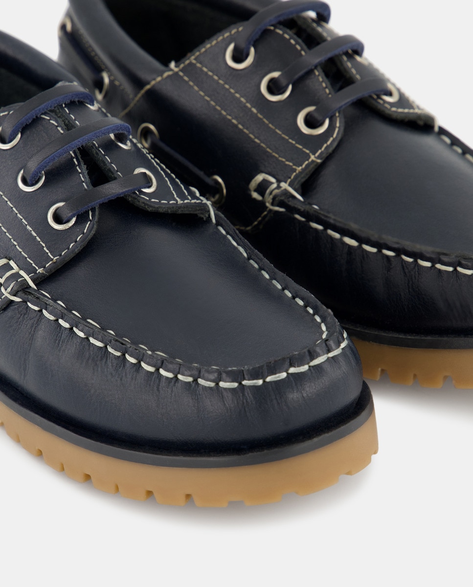 Náutico de piel con cordones 31-41 Azul marino-5