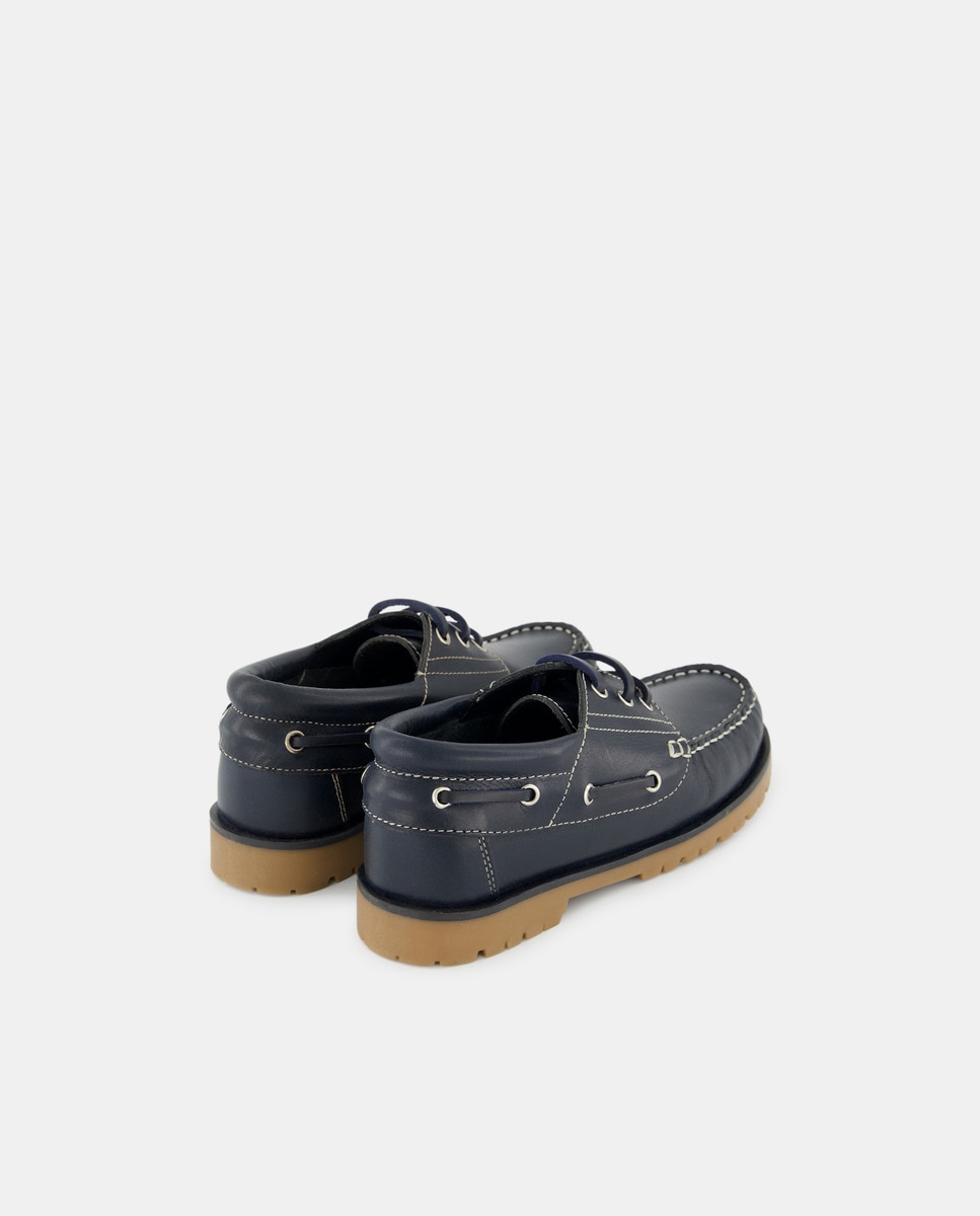 Náutico de piel con cordones 31-41 Azul marino-3