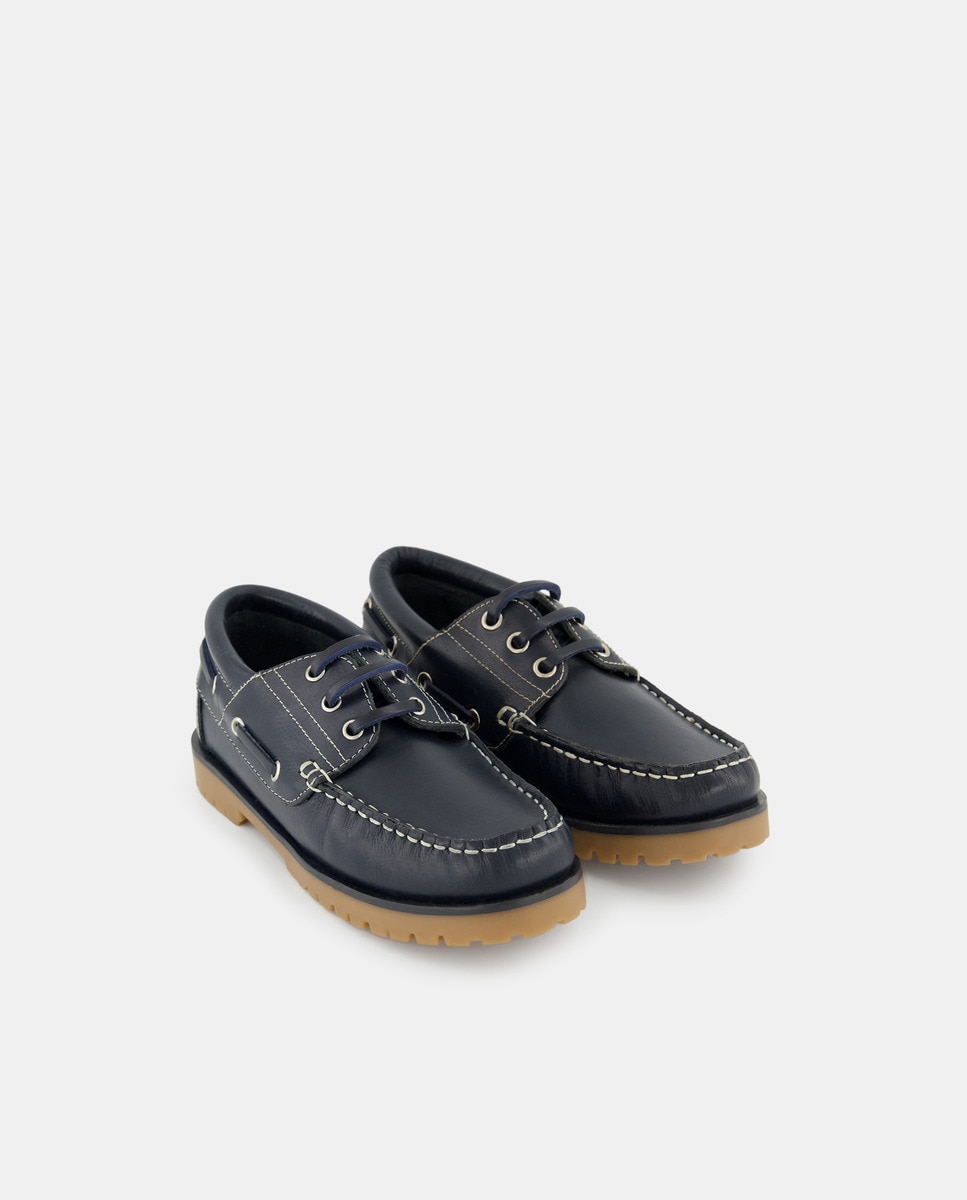 Náutico de piel con cordones 31-41 Azul marino-2