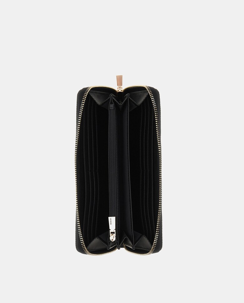 Carteira Grande com Fecho de Correr e Alça Curta - Preto Preto-6