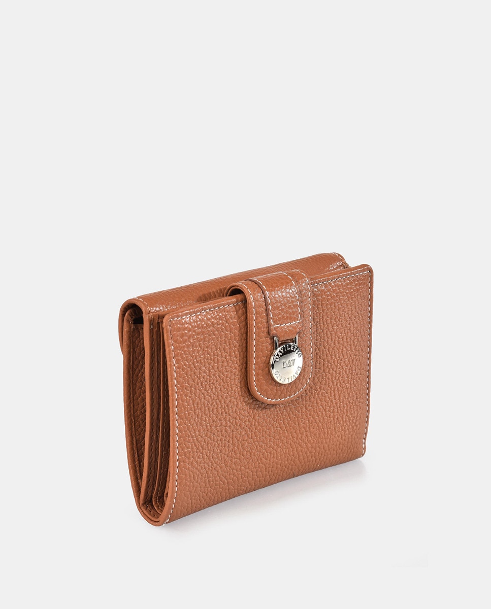Porta-Moedas Médio com Secção para Notas e em Pele Jurassic - Couro Camel-2