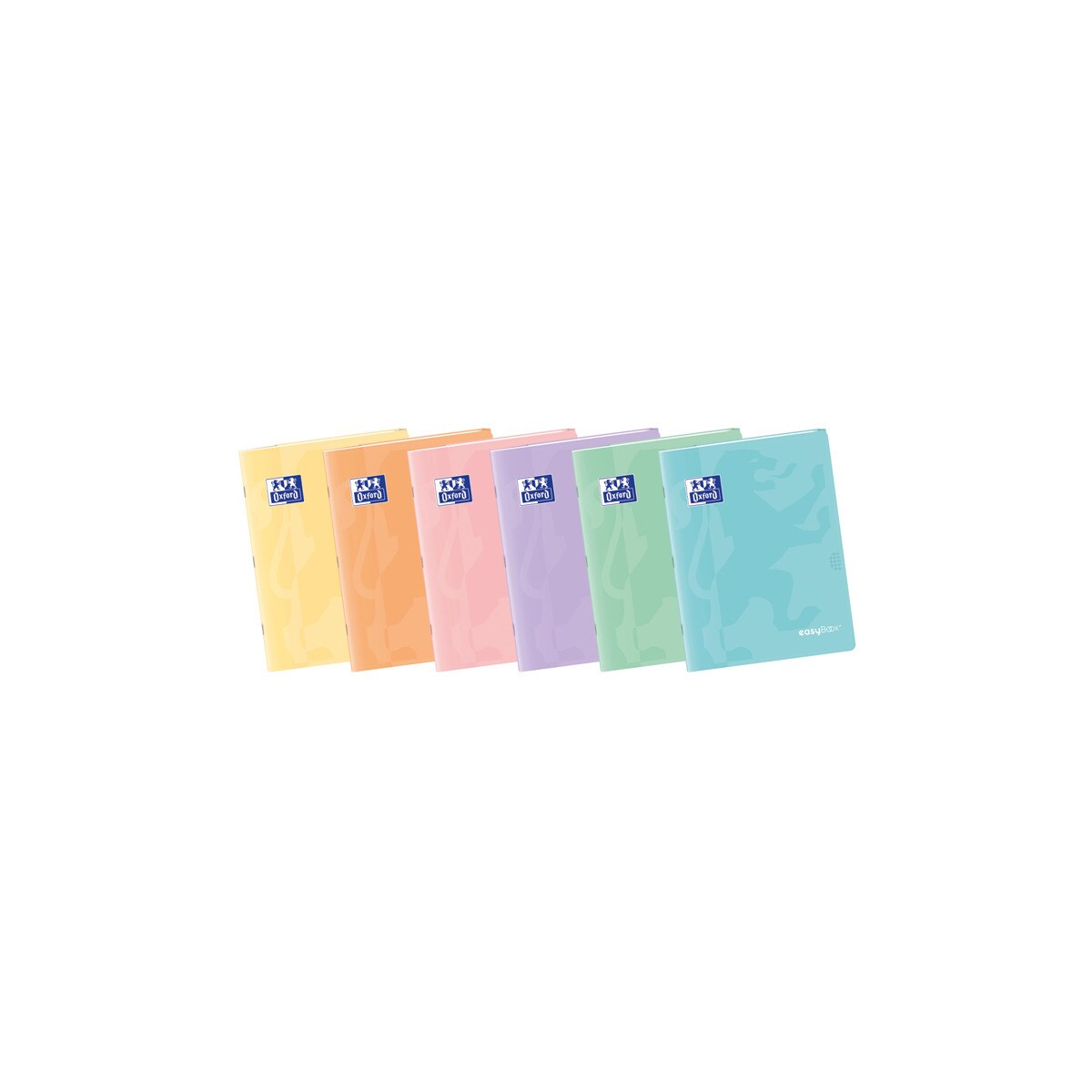 Caderno agrafado de formato A5 com 48 folhas, grelha 4x4 com margens e capas de plástico Easybook Oxford cores pastel variadas Sortido-1