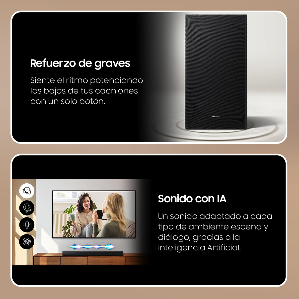 Barra de sonido Samsung HW-B650D/ZF, Dolby 5.1 y DTS Virtual:X, 370W, Subwoofer inalámbrico, Blueooth 4.2 Negro-5