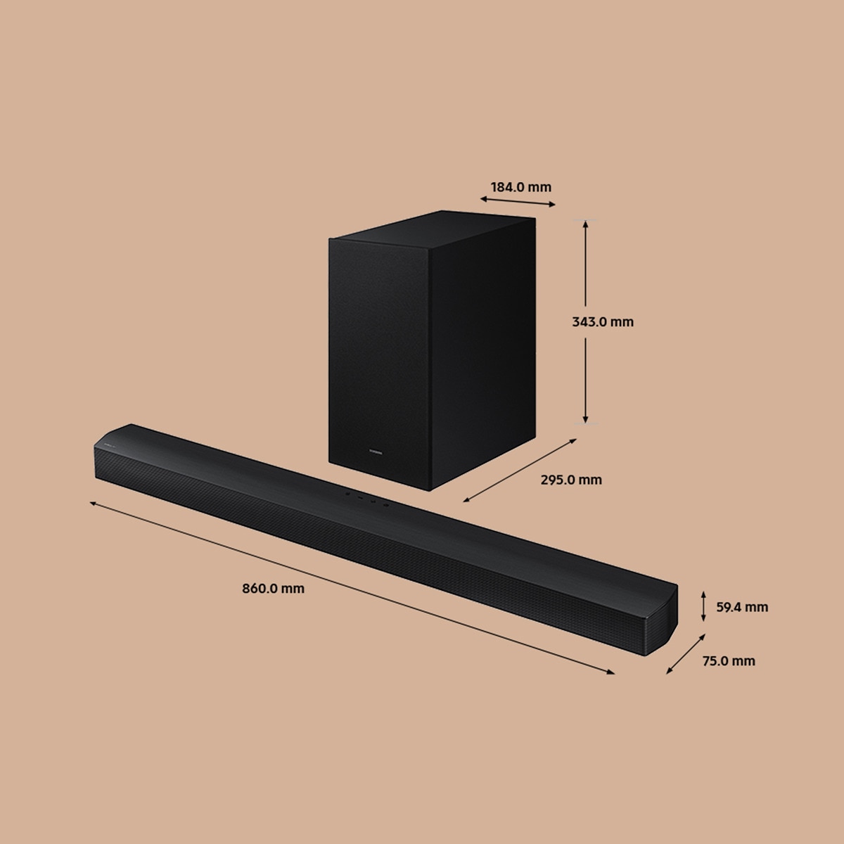 Barra de sonido Samsung HW-B650D/ZF, Dolby 5.1 y DTS Virtual:X, 370W, Subwoofer inalámbrico, Blueooth 4.2 Negro-3