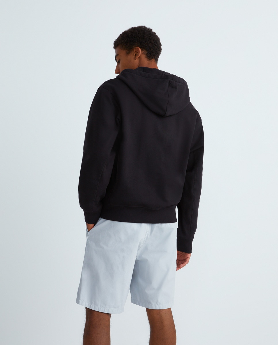 Sweatshirt com Capuz e Fecho de Correr Preto-3