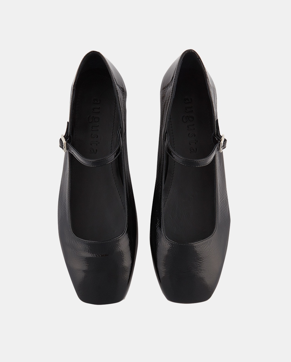 Sapatos de Presilha em Verniz e Pele Preto-3