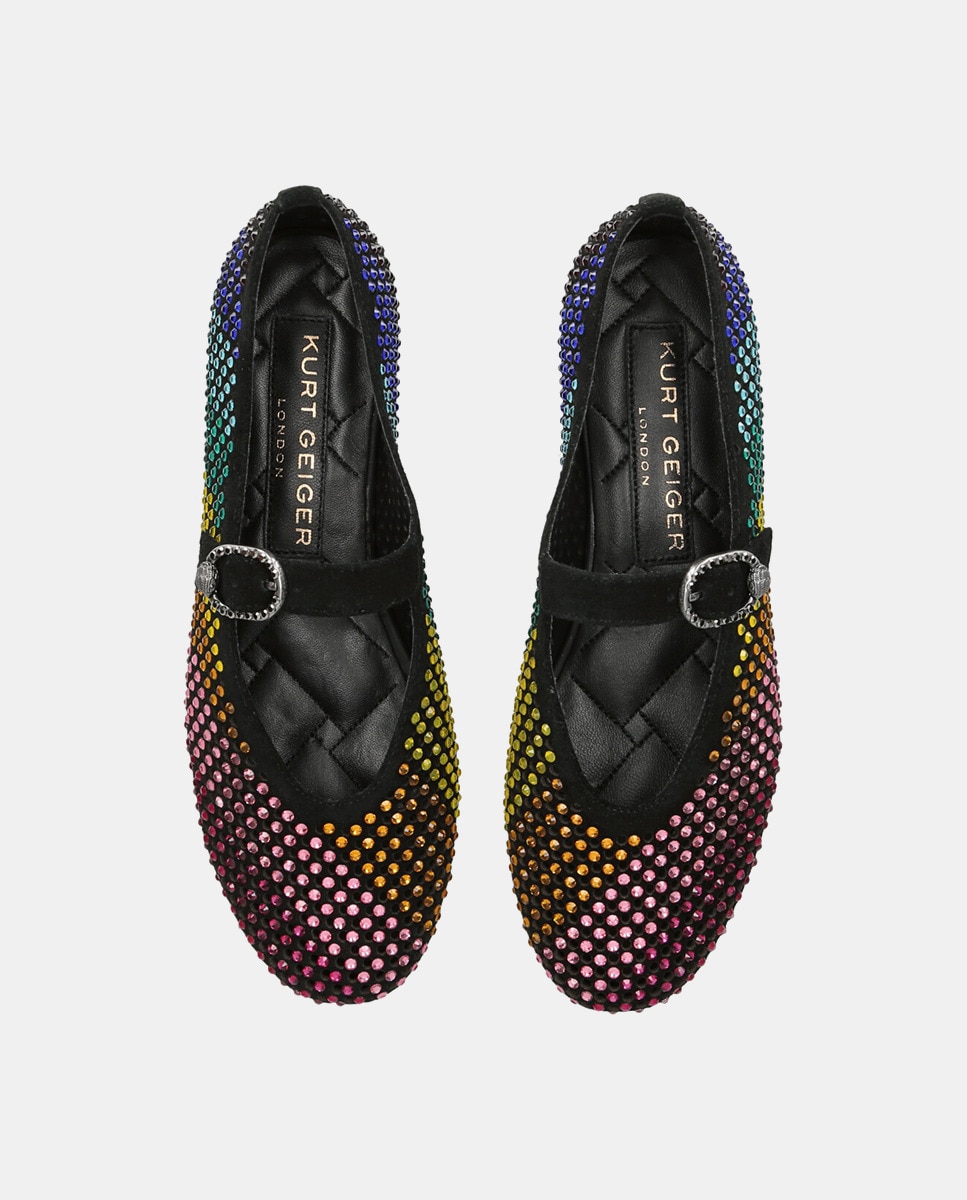 Sapatos de Presilha Mayfair de Camurça com Strass Preto-7