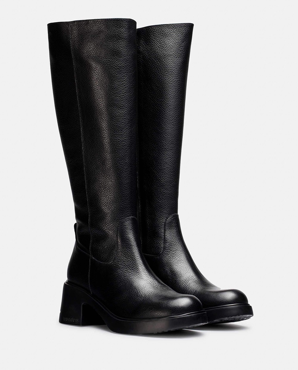 Botas Noa mujer piel texturizada plataforma tacón 37 Negro