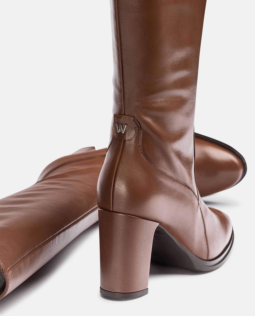 Botas Garda em Pele com Salto de Bloco Castanho-4