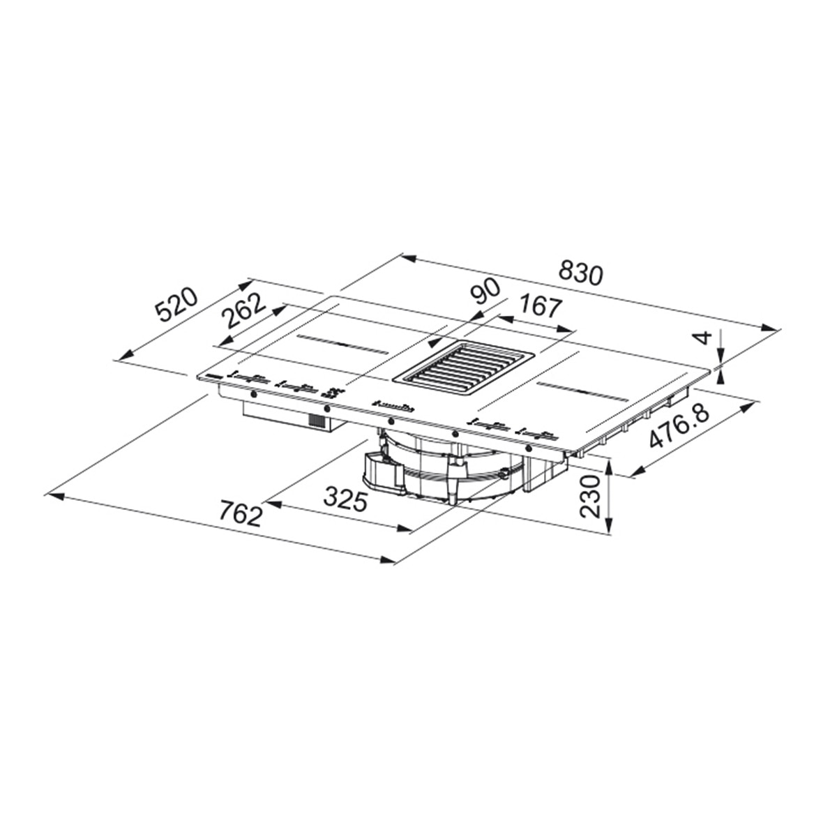 Placa inducción Franke extractor integrado Mythos 2Gether- 3400597249 Negro-2