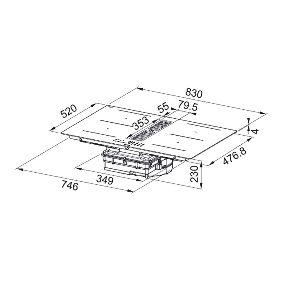 Placa inducción Mepamsa con extractor integrado de 3 velocidades + intensiva - 3400711210 Negro-2