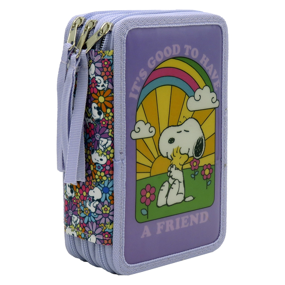 Estojo 3 niveis Snoopy CyP Brands lilás multicolorido Lilás/Multicolor-2