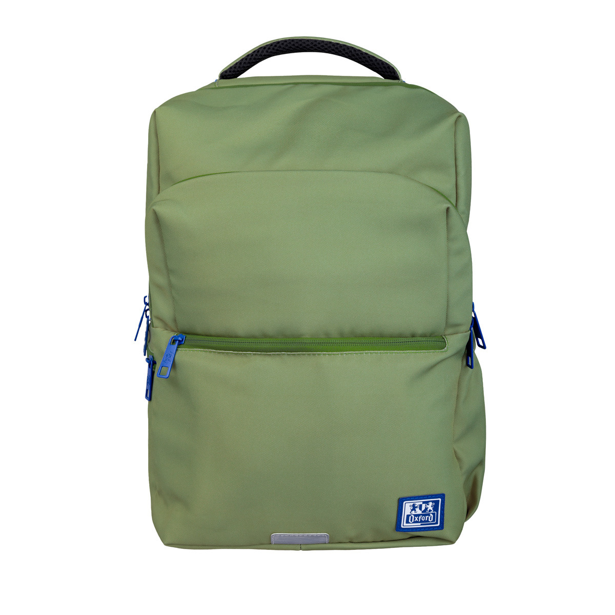 Mochila de 12 compartimentos e 28 litros fabricada em plástico Oxford reciclado de cor verde safari b-ready. Verde-1