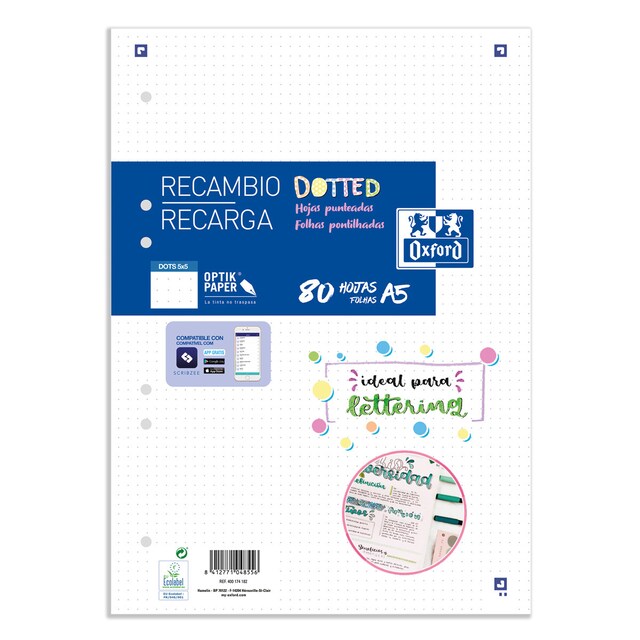 Imagen 0 de Recambio paquete formato A5 con 80 hojas y dots School Oxford