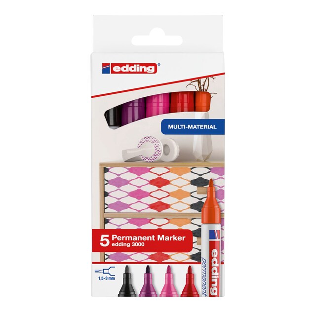 Imagem 0 de Conjunto de 5 marcadores  edding 3000 cores quentes edding