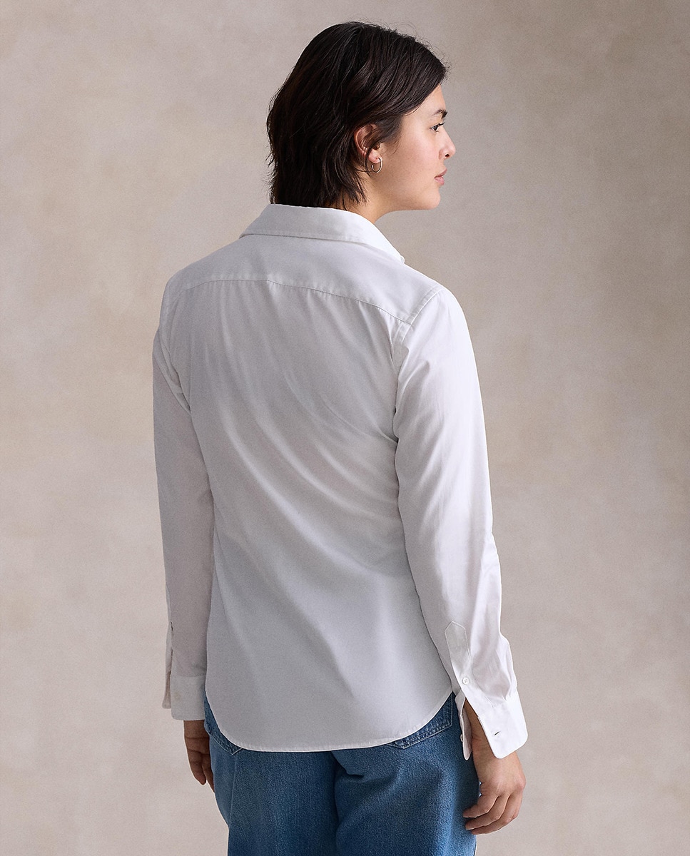 Camisa Básica com Logótipo em Contrate Branco-3