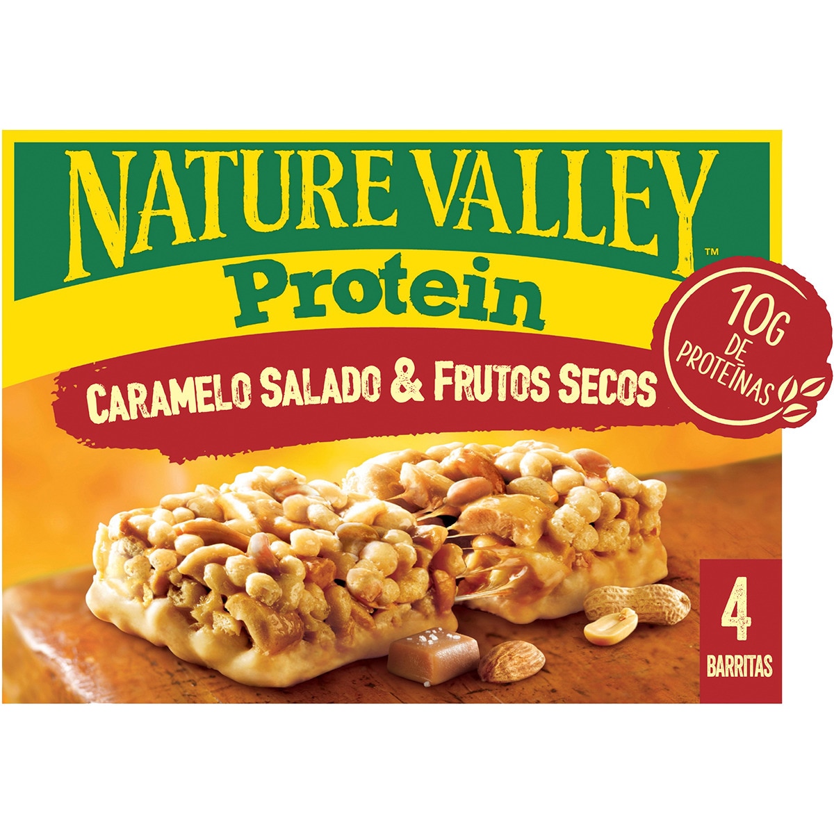 Protein barritas de caramelo salado y frutos secos 4 unidades estuche 160 g