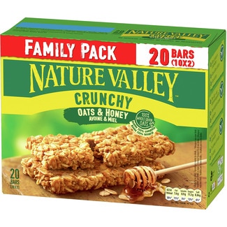 barritas de avena y miel pack familiar 20 unidades en paquetes individuales de 2 estuche 420 g - Nature Valley
