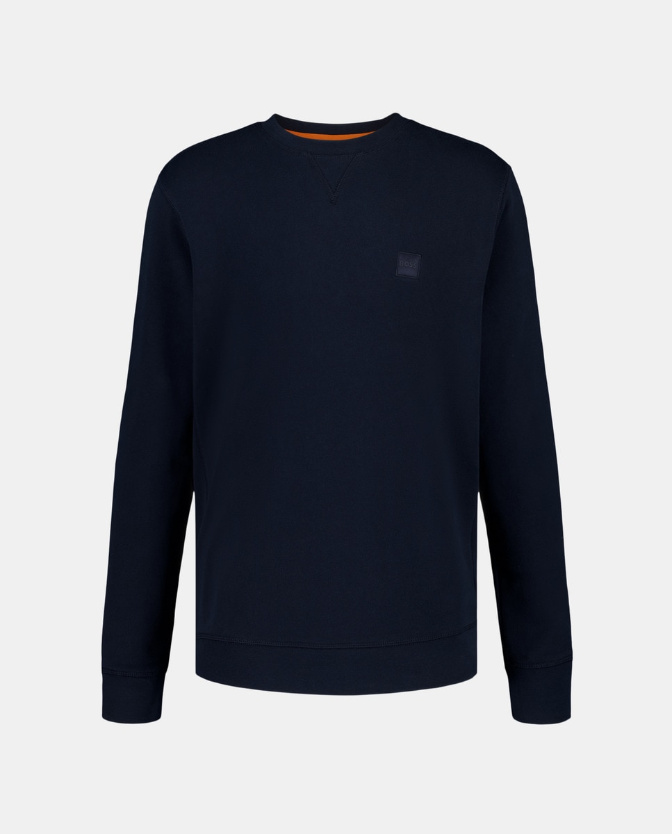 Sweatshirt com Decote Redondo Azul-marinho-4