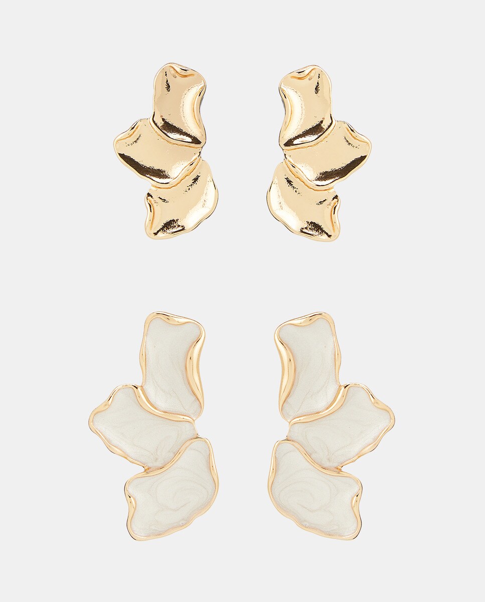 Pack de Brincos com Flores Esmaltadas 390 Ouro-1