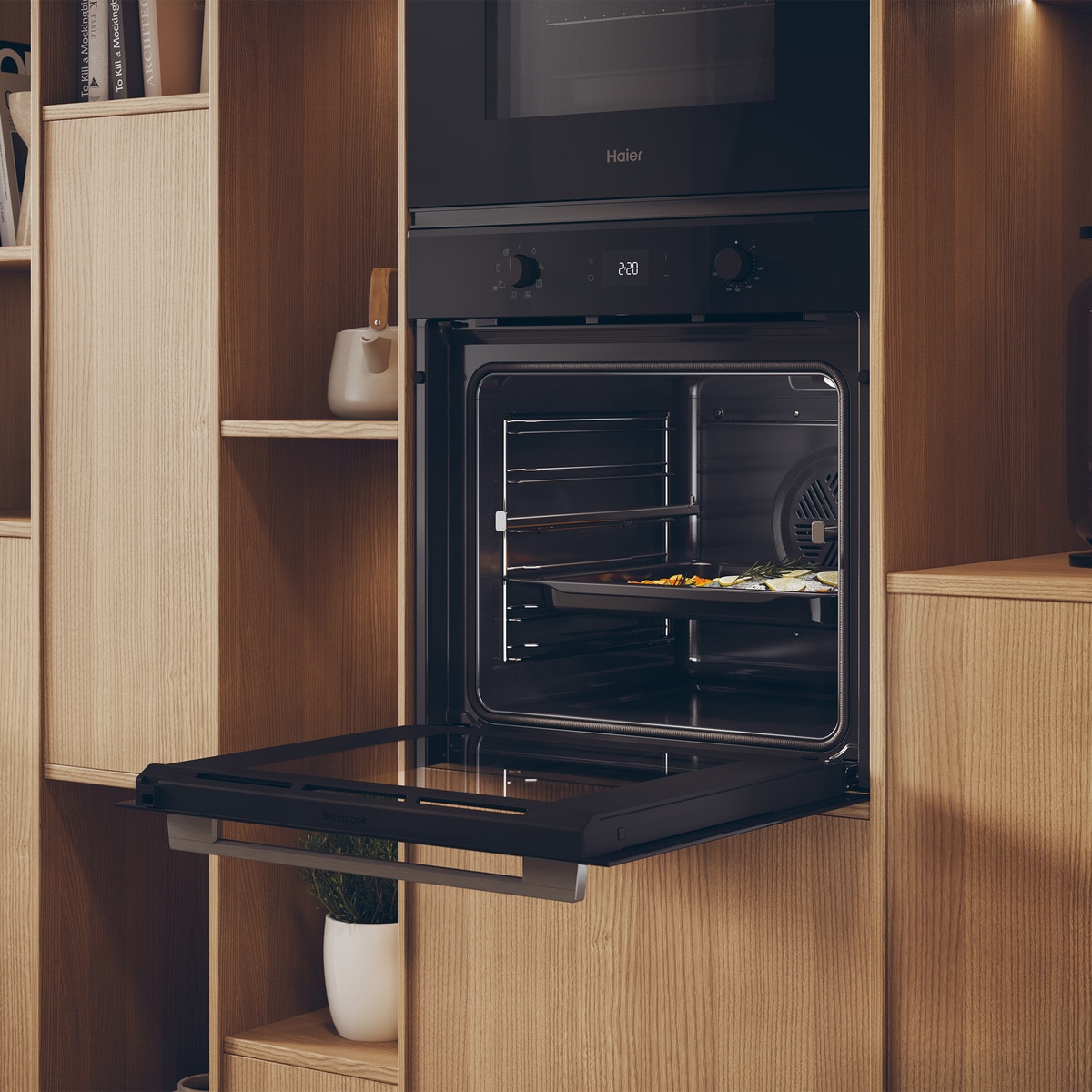 Horno multifunción Haier limpieza hidrolítica y guía telescópica ID Series 2 - H6 ID2P3T1HTX Negro-6