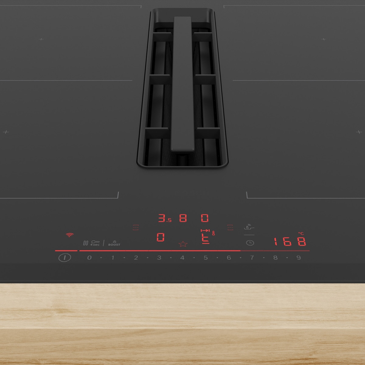 Placa de inducción Bosch con extractor integrado, 2 zonas CombiInducción - PVQ731H26E Negro-3