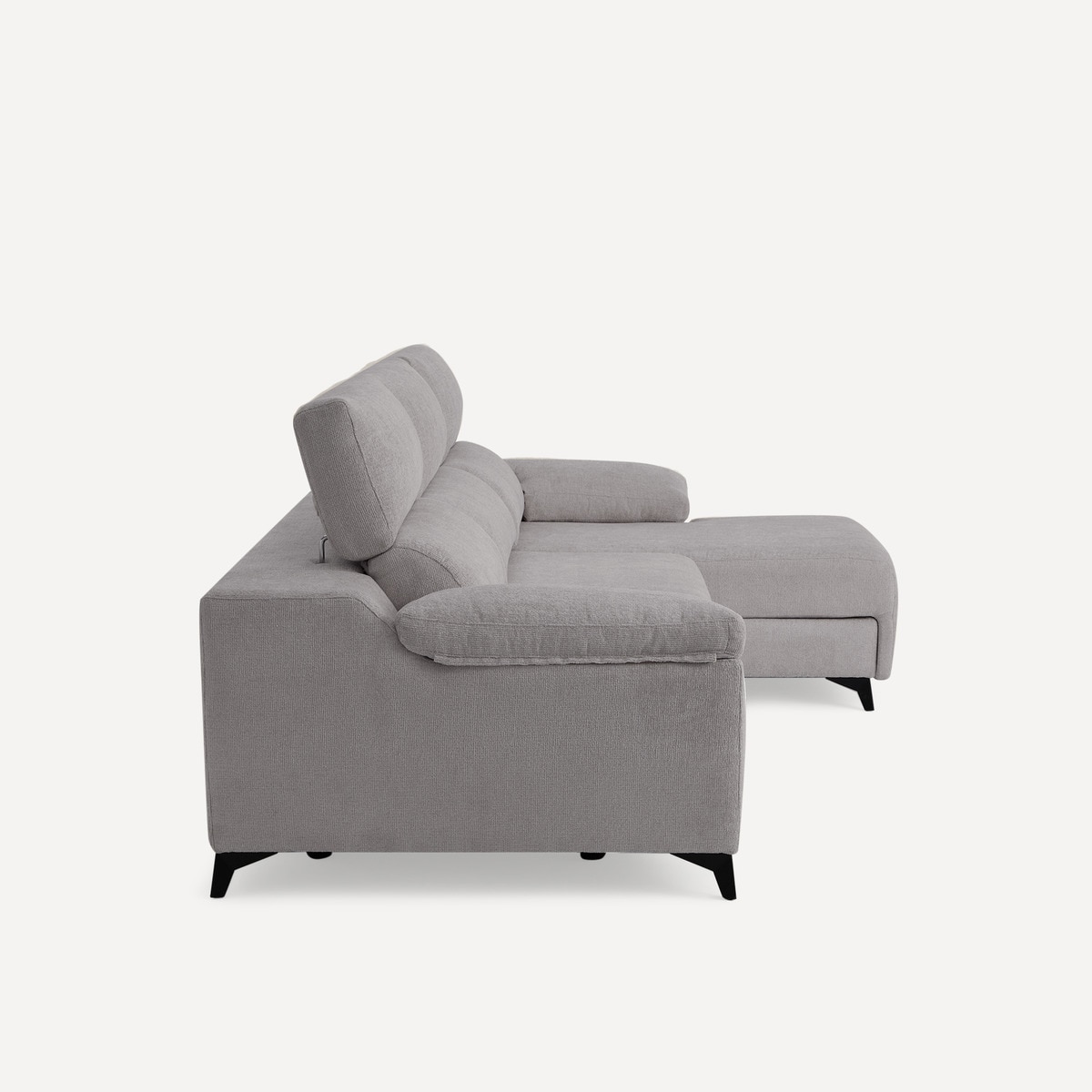 Sofá tapizado de 3 plazas con 2 asientos deslizantes eléctricos con chaiselongue derecha Fedra El Corte Inglés Iron 270 cm Iron-3
