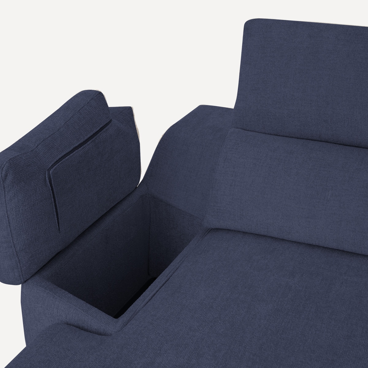 Sofá Estofado de 3 Lugares com 2 Assentos Deslizantes Elétricos e Chaise-longue Esquerda Fedra Azul-marinho-7