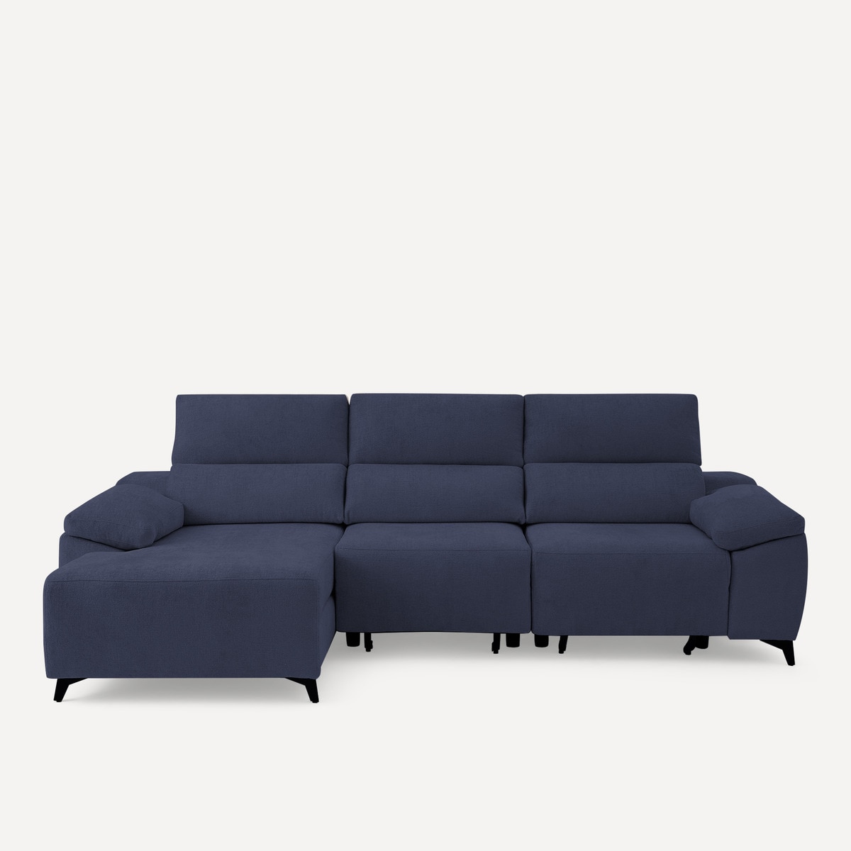 Sofá Estofado de 3 Lugares com 2 Assentos Deslizantes Elétricos e Chaise-longue Esquerda Fedra Azul-marinho-1