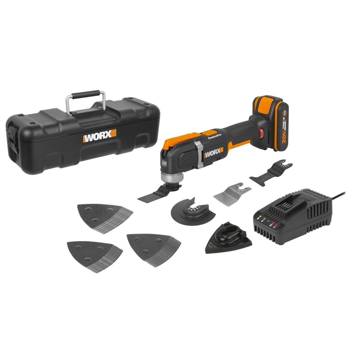 Multiherramienta Oscilante Eléctrica a Batería 20 V 3,2º WX696 PowerShare Negro / Naranja-1