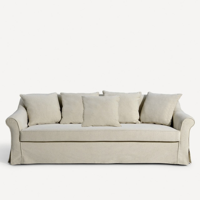 Imagem 0 de Sofá de 4 Lugares Removível em Viscose e Linho Menorca