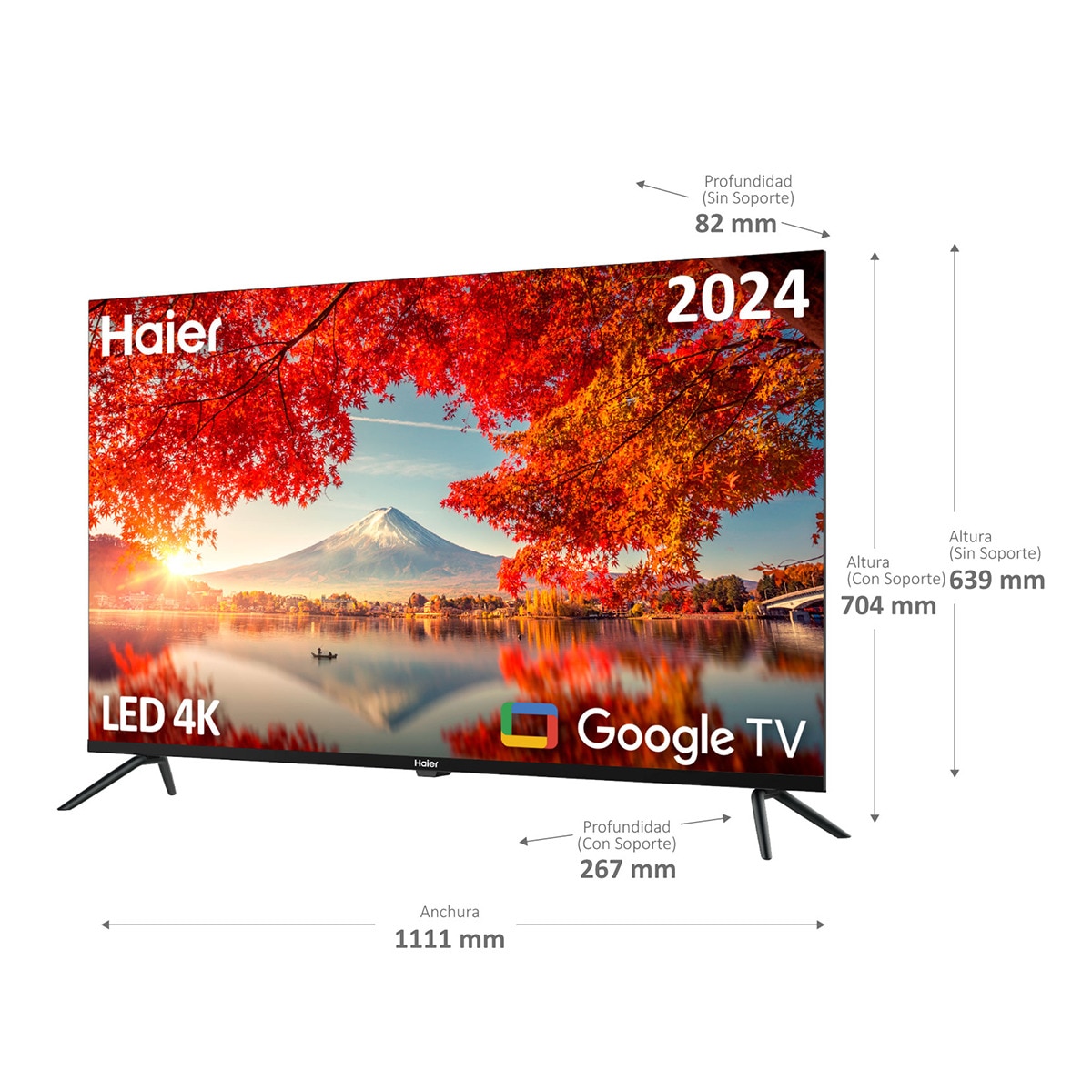 TV LED 127cm (50") Haier H50K800UX K80 Series, UHD 4K, Smart Google TV, HDR10 Plata-2