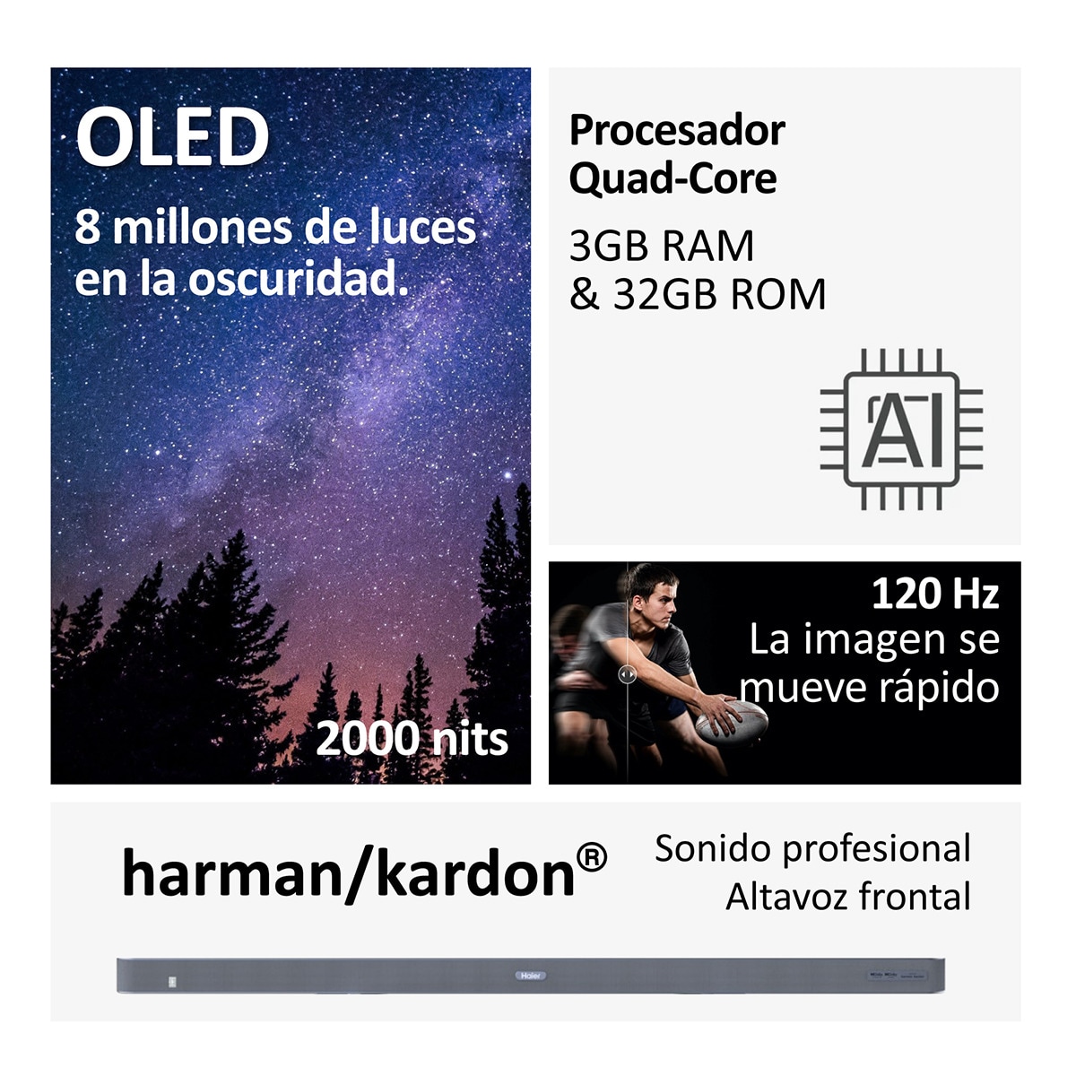 TV OLED 140cm (55") Haier H55C900UX C90 Series, UHD 4K, Smart Google TV, Dolby Vision, Harman Kardon Plata-13