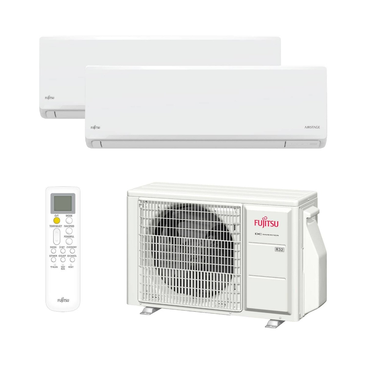 Aire acondicionado multisplit 2x1 Fujitsu con 2.923 frig/h + 1.720  frig/h ASY3520U11MI-KN Blanco-2