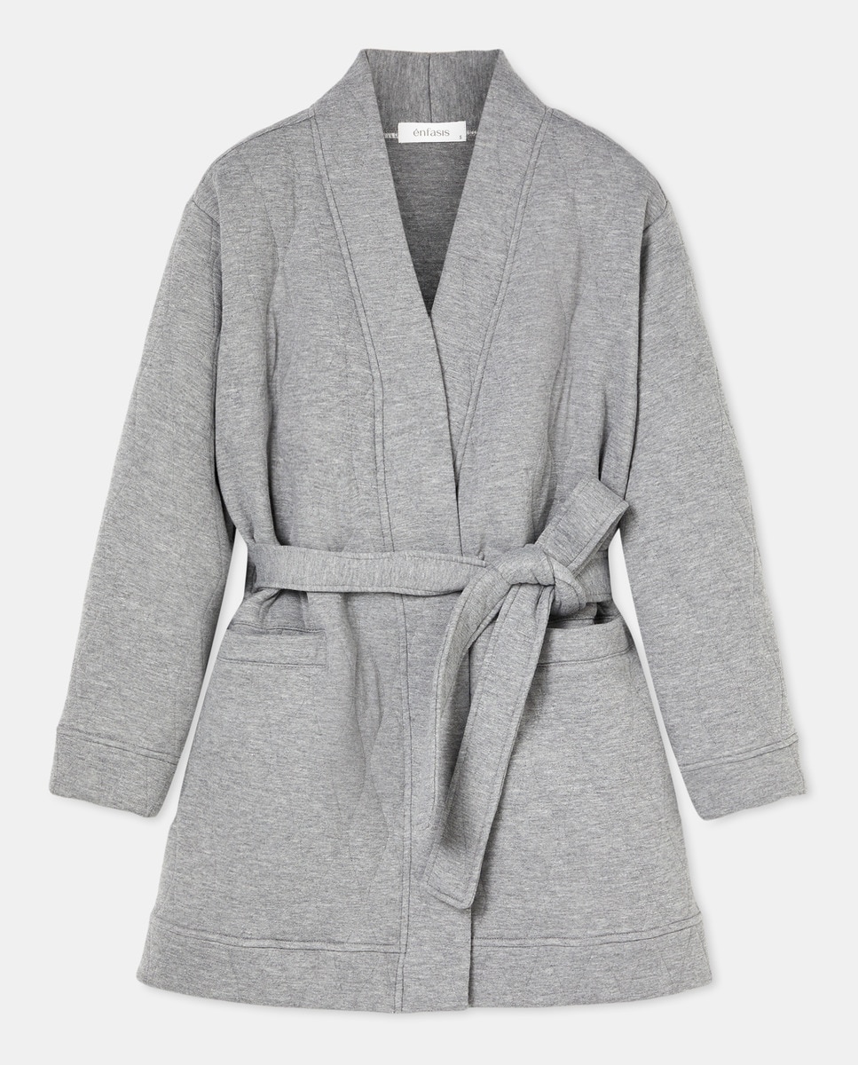 Robe com laço 820 Cinzento Médio-4