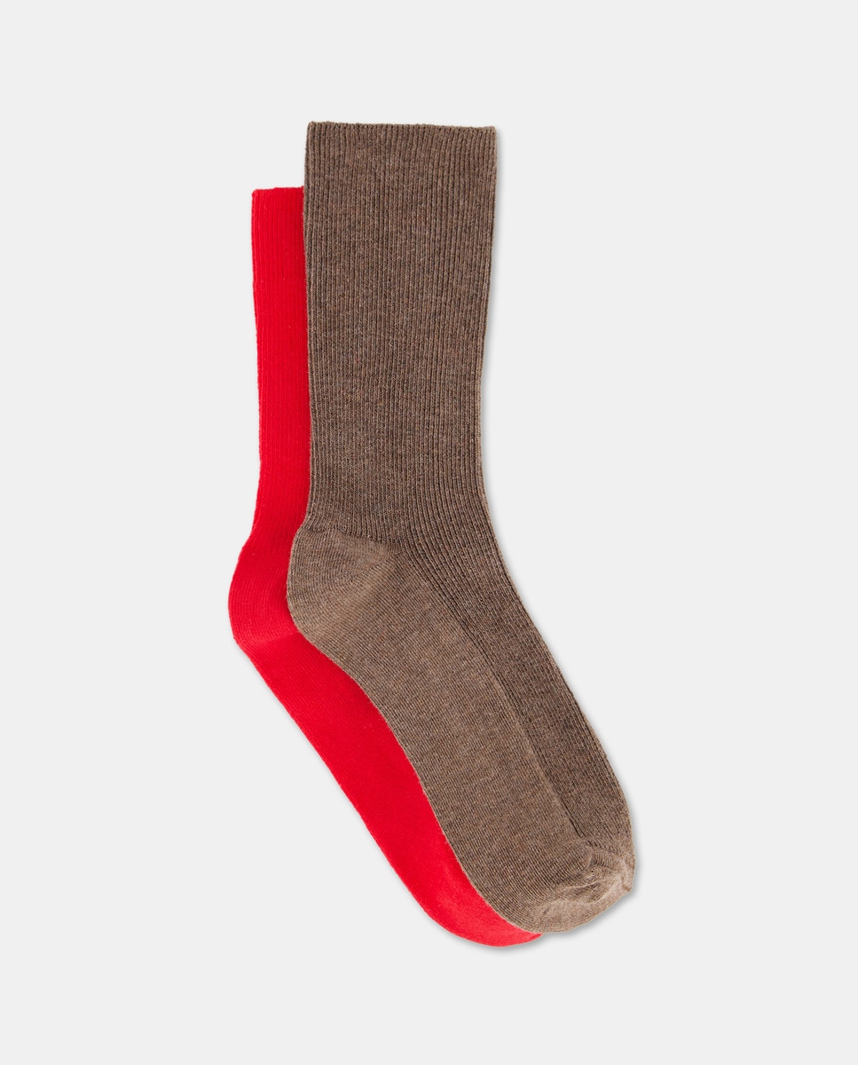 Pack 2 calcetines canalé Rojo-1