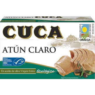 atún claro en aceite de oliva virgen extra ecológico lata 82 g neto escurrido - Cuca