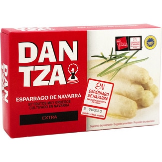 espárragos blancos extra IGP de Navarra muy gruesos 5-7 piezas lata 220 g neto escurrido - Dantza