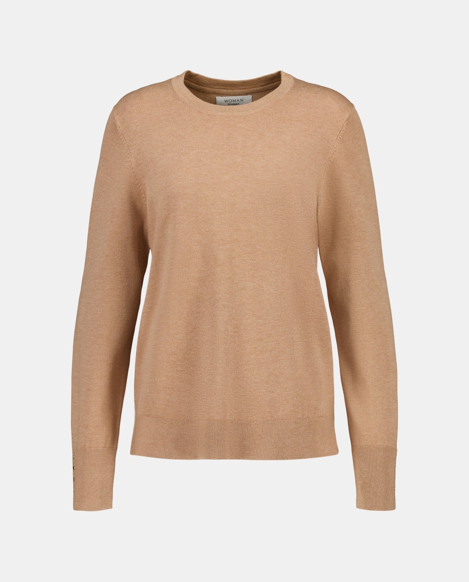 Camisola de Malha Lisa com Decote Redondo 730 Camel-4