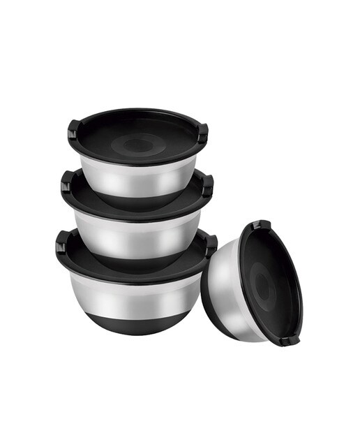 Imagen 0 de Set bowls acero inoxidable con tapa y base antideslizante