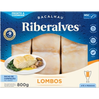 Lombos de Bacalhau Demolhado embalagem 800 g - Riberalves