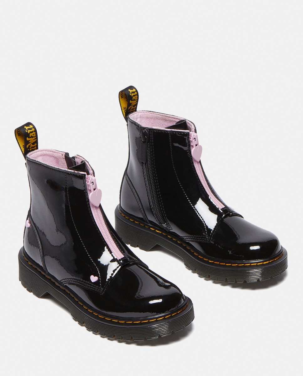 Botas em Verniz com Fecho de Correr Preto-3