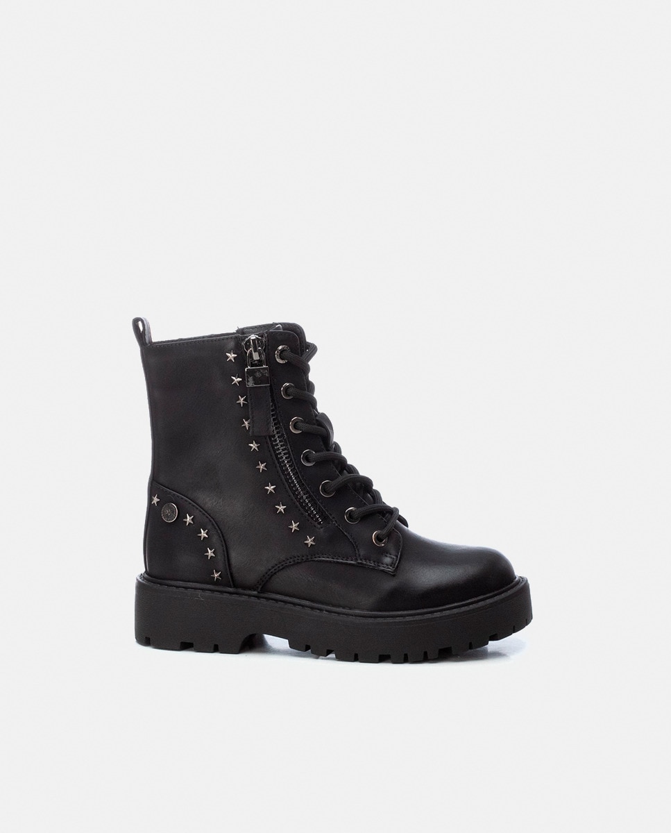 Botas Tipo Combat com Adornos Metálicos Preto-6